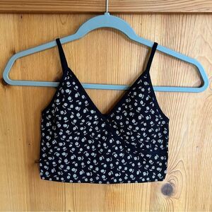 Pacsun LA Hearts Black Floral Ribbed Cami Crop Top